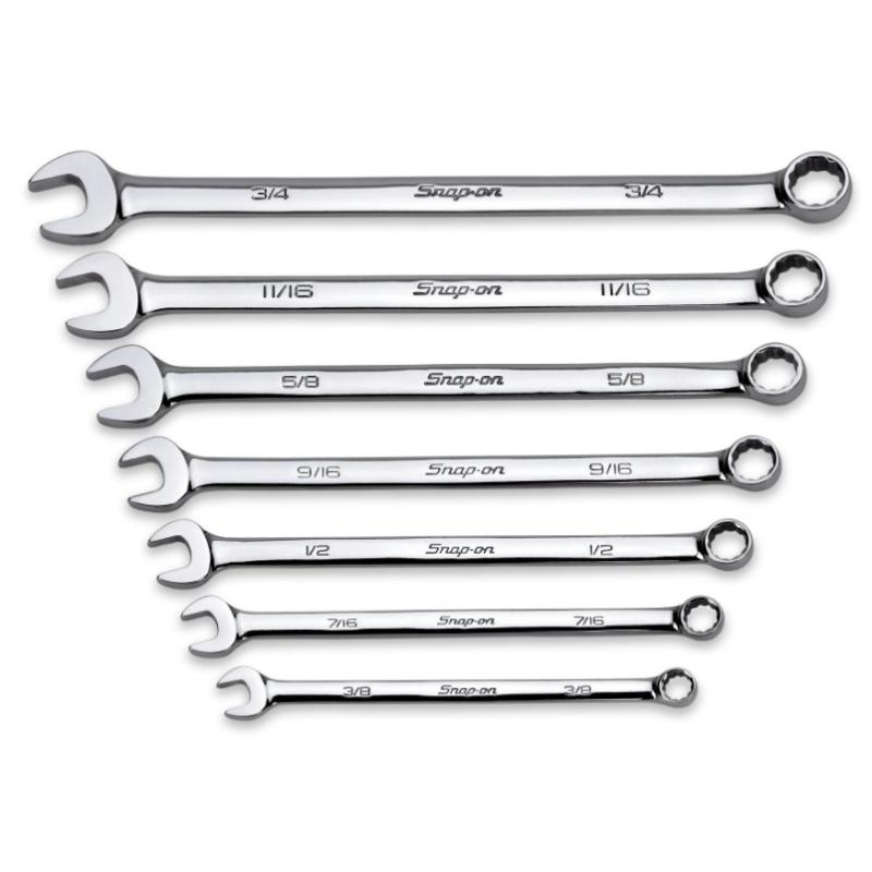 OEXL707B - Zestaw kluczy oczkowo-płaskich długich Flank Drive®, 3/8" - 3/4" (7 szt.)