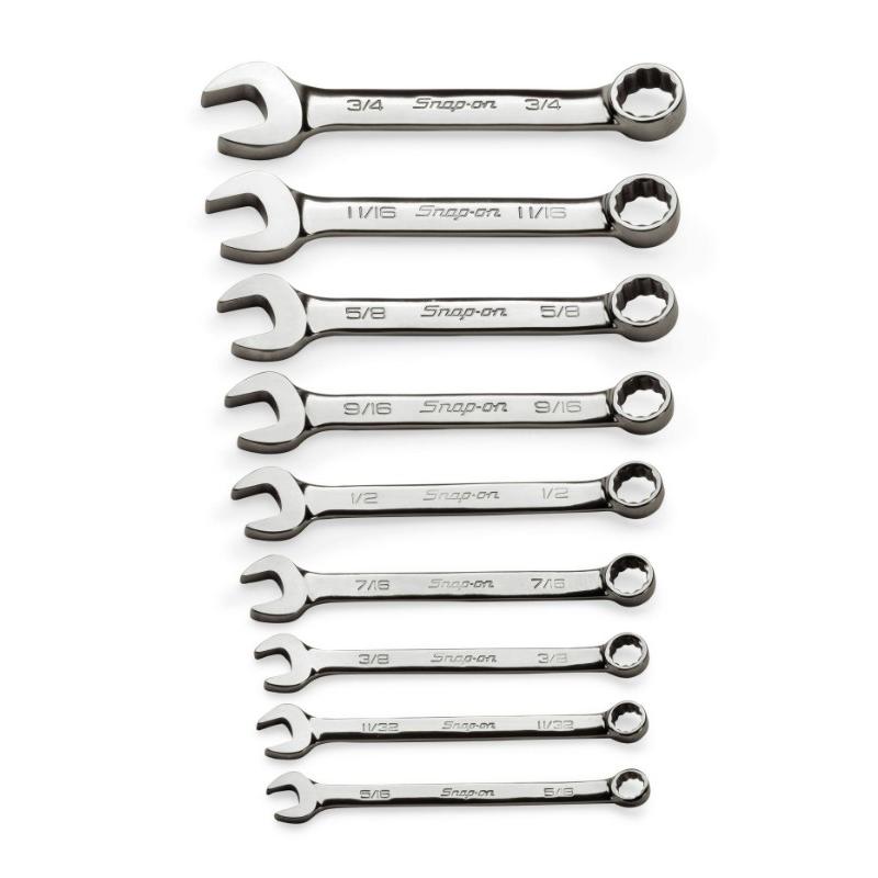 OEXS709B - Zestaw kluczy oczkowo-płaskich krótkich Flank Drive®, 5/16" - 3/4" (9 szt.)