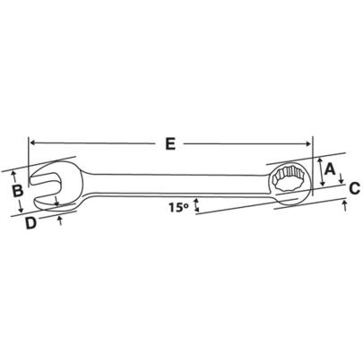 OSH12B - Klucz oczkowo-płaski Flank Drive®, 3/8"