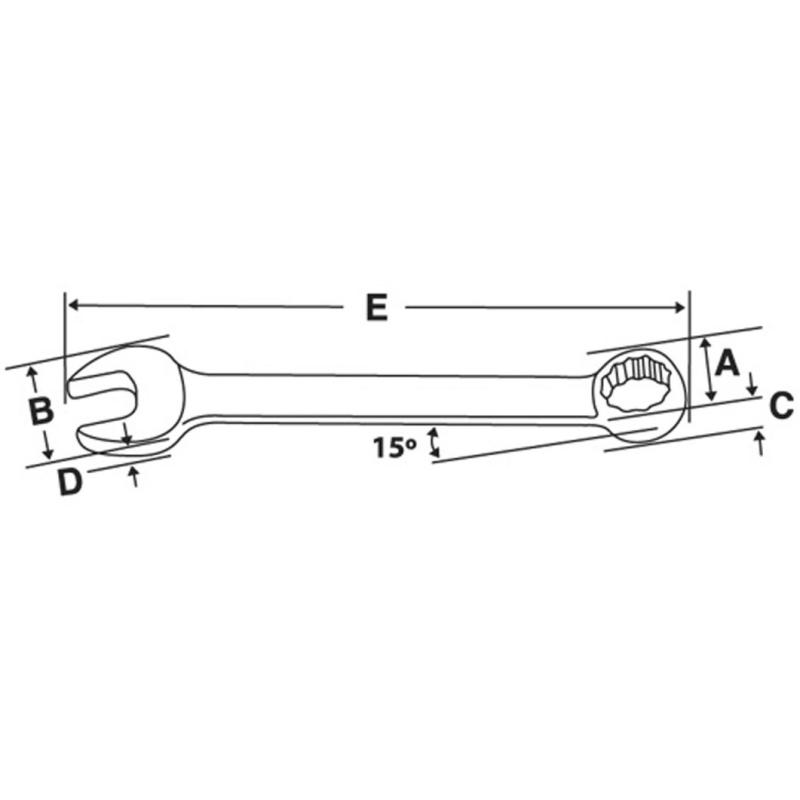 OXI14B - Klucz oczkowo-płaski ekstra-krótki Flank Drive®, 7/16"