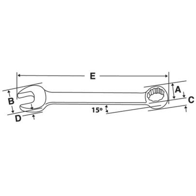 OXI16B - Klucz oczkowo-płaski ekstra-krótki Flank Drive®, 1/2"