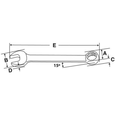 OXI11SB - Klucz oczkowo-płaski ekstra-krótki Flank Drive®, 11/32"