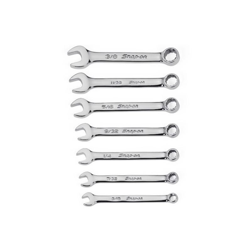 OXI707BK - Zestaw kluczy oczkowo-płaskich ekstra-krótkich Flank Drive®, 3/16" - 3/8"