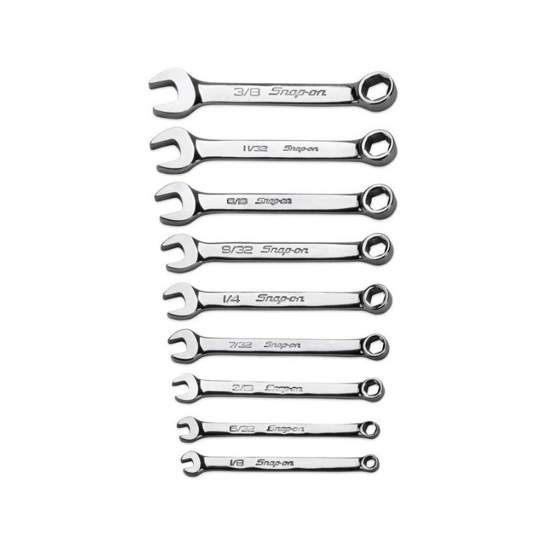 OXI709SBK - Zestaw kluczy oczkowo-płaskich ekstra-krótkich Flank Drive®, 1/8" - 3/8"