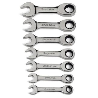 OXKR707 - Zestaw kluczy oczkowo-płaskich grzechotkowych krótkich Flank Drive®, 3/8" - 3/4"