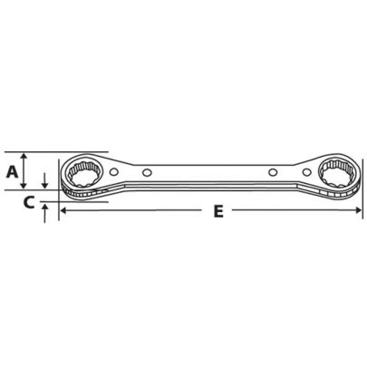 R1012C - Klucz oczkowy grzechotkowy, 5/16" x 3/8"