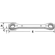RES1820C - Klucz oczkowy grzechotkowy, profil Spline, 9/16" x 5/8"