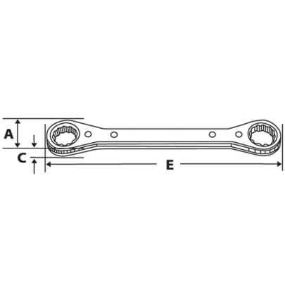 RES1820C - Klucz oczkowy grzechotkowy, profil Spline, 9/16" x 5/8"