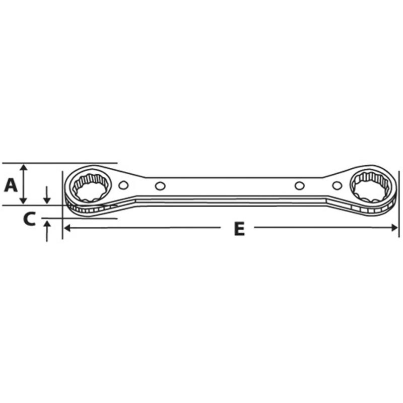 RES2630C - Klucz oczkowy grzechotkowy, profil Spline, 13/16" x 15/16"