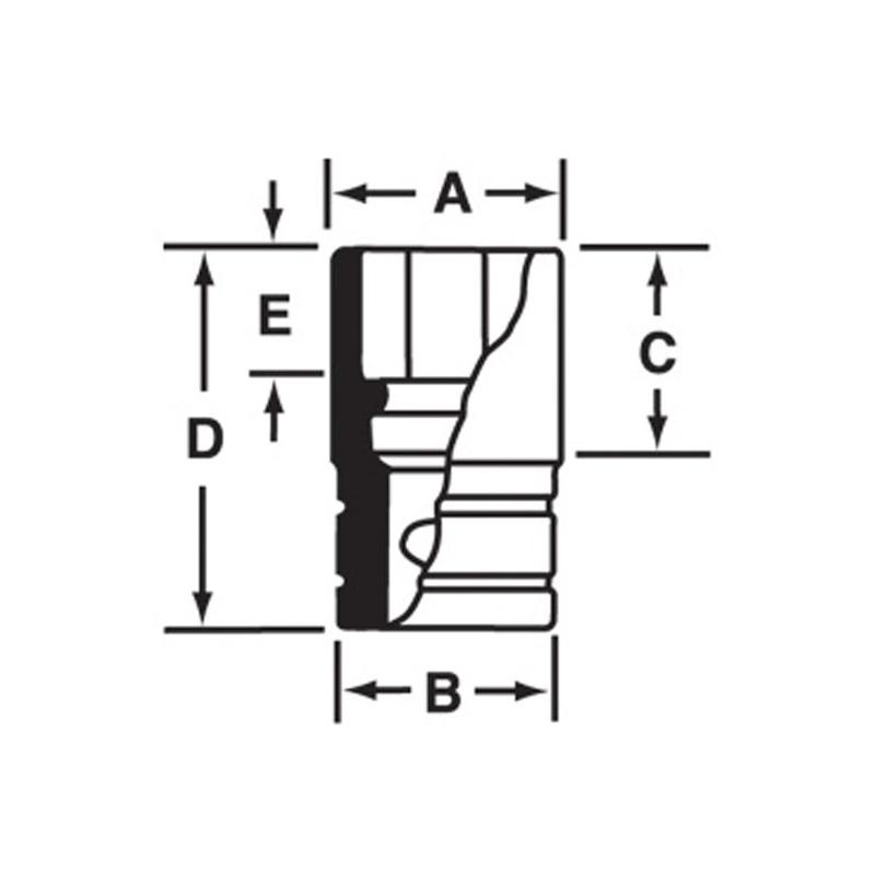 RF081 - Nasadka 3/8" 12-kątna, niskoprofilowa, calowa, 1/4"