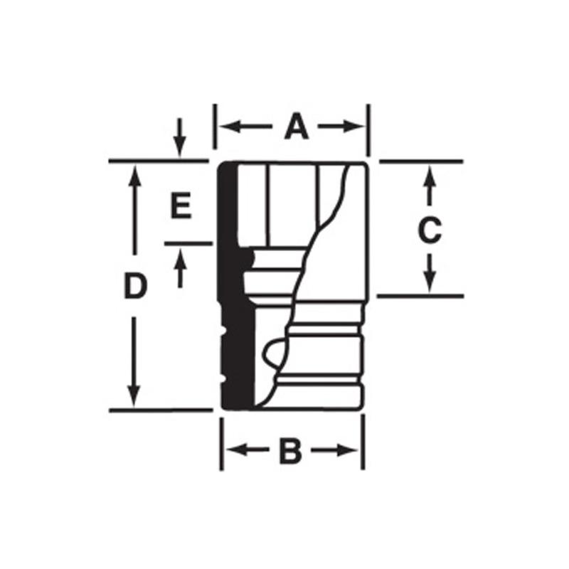 RF161 - Nasadka 3/8" 12-kątna, niskoprofilowa, calowa, 1/2"