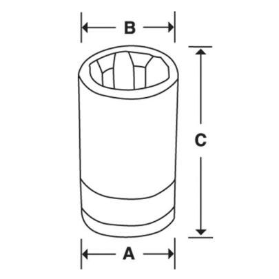 RFLE80 - Nasadka 3/8" niskoprofilowa, do śrub Torx®, E8