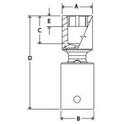 RIPF14C - Nasadka udarowa 3/8" przegubowa, 6-kątna, niskoprofilowa, calowa, 7/16"