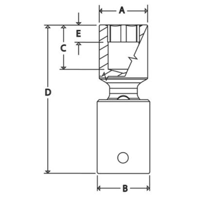 RIPF14C - Nasadka udarowa 3/8" przegubowa, 6-kątna, niskoprofilowa, calowa, 7/16"
