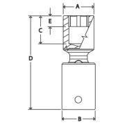 RIPF22C - Nasadka udarowa 3/8" przegubowa, 6-kątna, niskoprofilowa, calowa, 11/16"