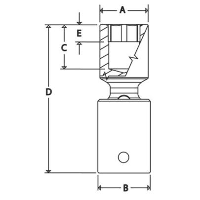 RIPFM12C - Nasadka udarowa 3/8" przegubowa, 6-kątna, niskoprofilowa, metryczna, 12 mm