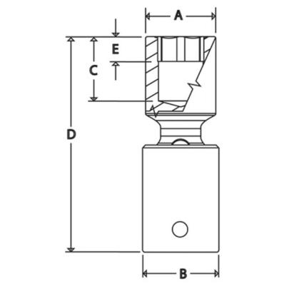 RIPFM14C - Nasadka udarowa 3/8" przegubowa, 6-kątna, niskoprofilowa, metryczna, 14 mm