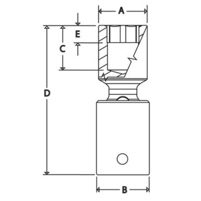 RIPFM19C - Nasadka udarowa 3/8" przegubowa, 6-kątna, niskoprofilowa, metryczna, 19 mm