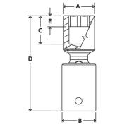 RIPFM20C - Nasadka udarowa 3/8" przegubowa, 6-kątna, niskoprofilowa, metryczna, 20 mm