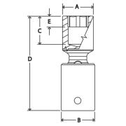 RIPFM21C - Nasadka udarowa 3/8" przegubowa, 6-kątna, niskoprofilowa, metryczna, 21 mm