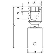 RIPL36C - Nasadka udarowa 1/2" przegubowa, 6-kątna, niskoprofilowa, calowa, 1'1/8"