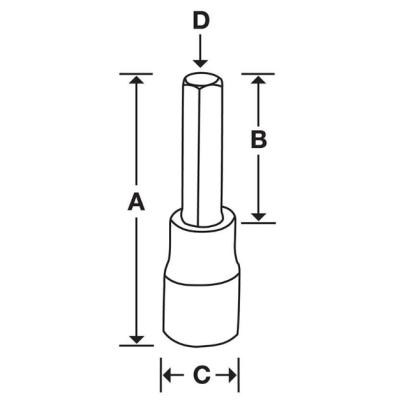 SA16E - Nasadka trzpieniowa 1/2" do śrub 6-kątnych calowych, 1/2"