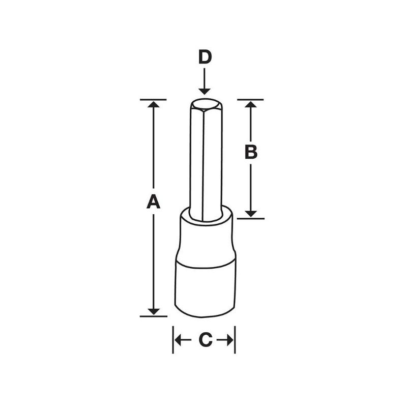 SAM12E - Nasadka trzpieniowa 1/2" do śrub 6-kątnych metrycznych, 12 mm