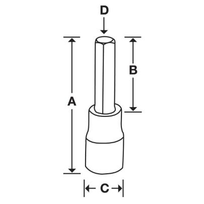 SAM10LE - Nasadka trzpieniowa długa 1/2" do śrub 6-kątnych metrycznych, 10 mm