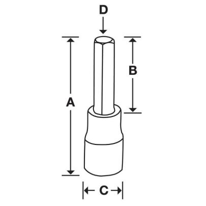 SAM13LE - Nasadka trzpieniowa długa 1/2" do śrub 6-kątnych metrycznych, 13 mm