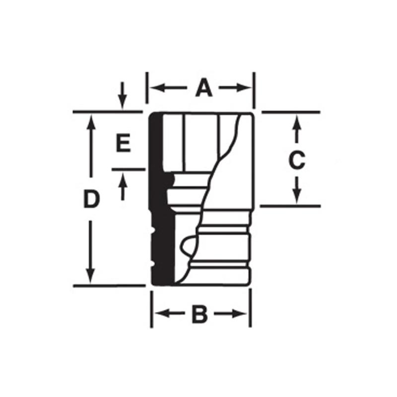SDH121 - Nasadka 1/2" 12-kątna, Semi-Deep, calowa, 3/8"