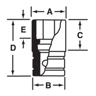 SDH241 - Nasadka 1/2" 12-kątna, Semi-Deep, calowa, 3/4"