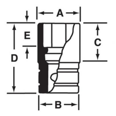 SDH321 - Nasadka 1/2" 12-kątna, Semi-Deep, calowa, 1"