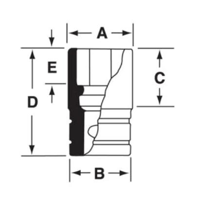 SIM160A - Nasadka udarowa 1/2" 6-kątna, długa, calowa, 1/2"