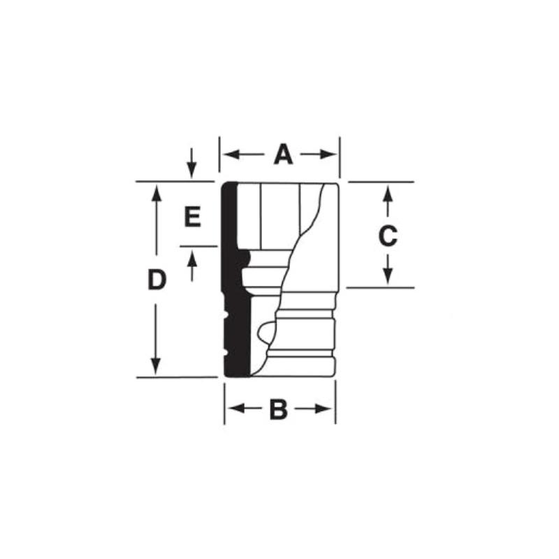 SIM200 - Nasadka udarowa 1/2" 6-kątna, długa, calowa, 5/8"