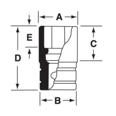 SIM200 - Nasadka udarowa 1/2" 6-kątna, długa, calowa, 5/8"