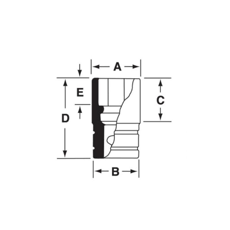SIM220 - Nasadka udarowa 1/2" 6-kątna, długa, calowa, 11/16"