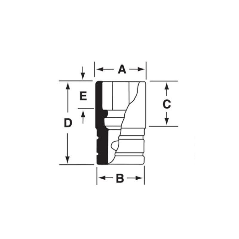SIM240 - Nasadka udarowa 1/2" 6-kątna, długa, calowa, 3/4"