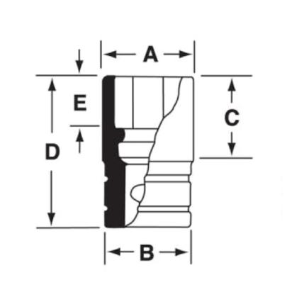 SIM280 - Nasadka udarowa 1/2" 6-kątna, długa, calowa, 7/8"
