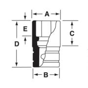 SIM360 - Nasadka udarowa 1/2" 6-kątna, długa, calowa, 1'1/8"