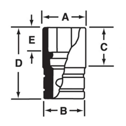 SIM480 - Nasadka udarowa 1/2" 6-kątna, długa, calowa, 1'1/2"