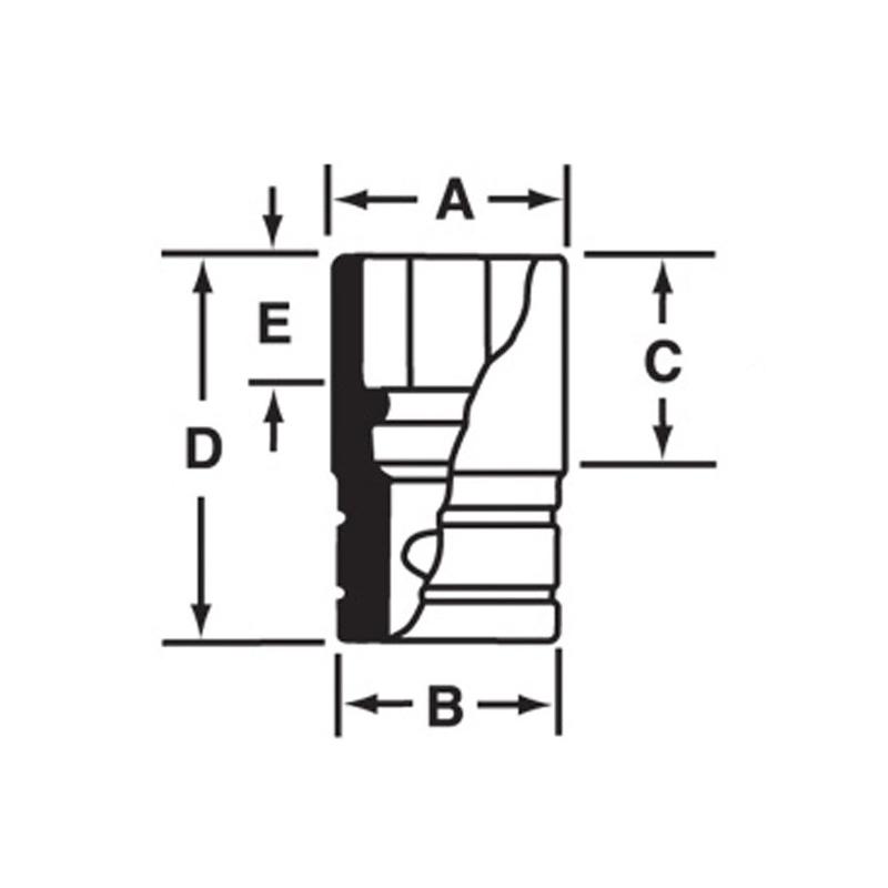 SIM500 - Nasadka udarowa 1/2" 6-kątna, długa, calowa, 1'9/16"