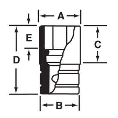 SIM500 - Nasadka udarowa 1/2" 6-kątna, długa, calowa, 1'9/16"