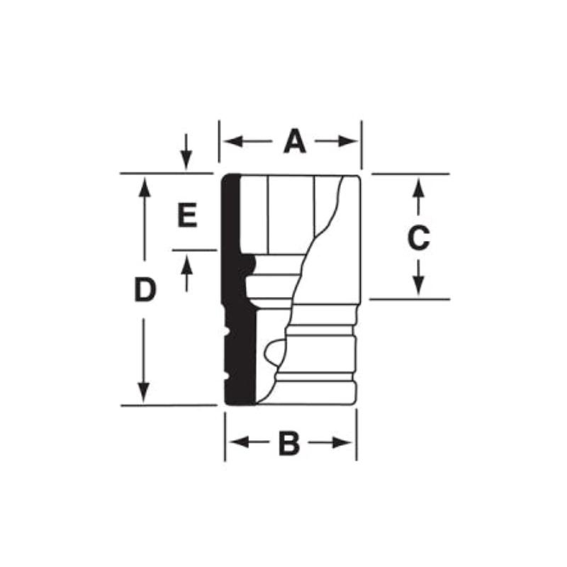 SIMD160A - Nasadka udarowa 1/2" 12-kątna, długa, calowa, 1/2"