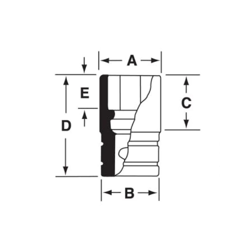 SIMD180A - Nasadka udarowa 1/2" 12-kątna, długa, calowa, 9/16"
