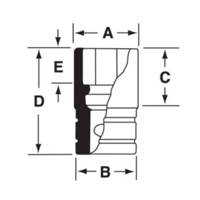 SIMD180A - Nasadka udarowa 1/2" 12-kątna, długa, calowa, 9/16"