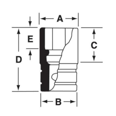 SIMD200A - Nasadka udarowa 1/2" 12-kątna, długa, calowa, 5/8"