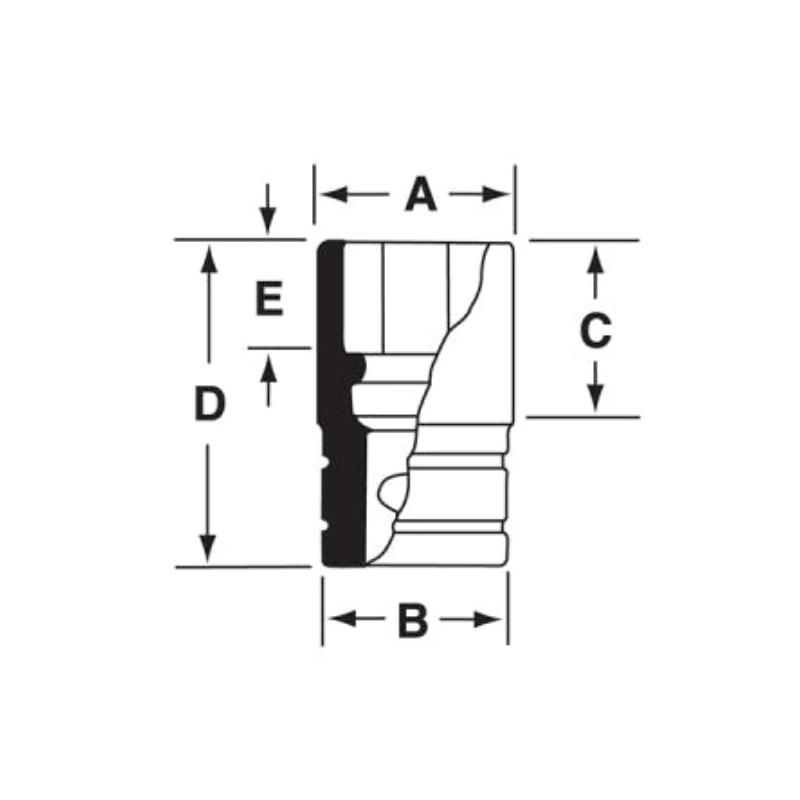 SIMD260A - Nasadka udarowa 1/2" 12-kątna, długa, calowa, 13/16"