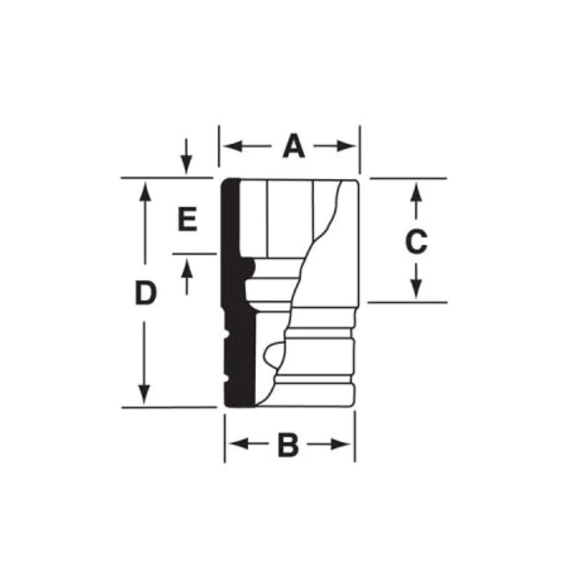 SIMD300A - Nasadka udarowa 1/2" 12-kątna, długa, calowa, 15/16"