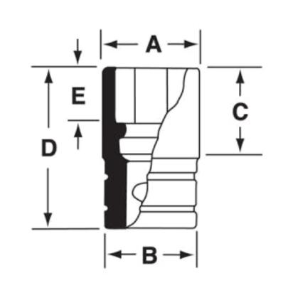SIMD380A - Nasadka udarowa 1/2" 12-kątna, długa, calowa, 1'3/16"