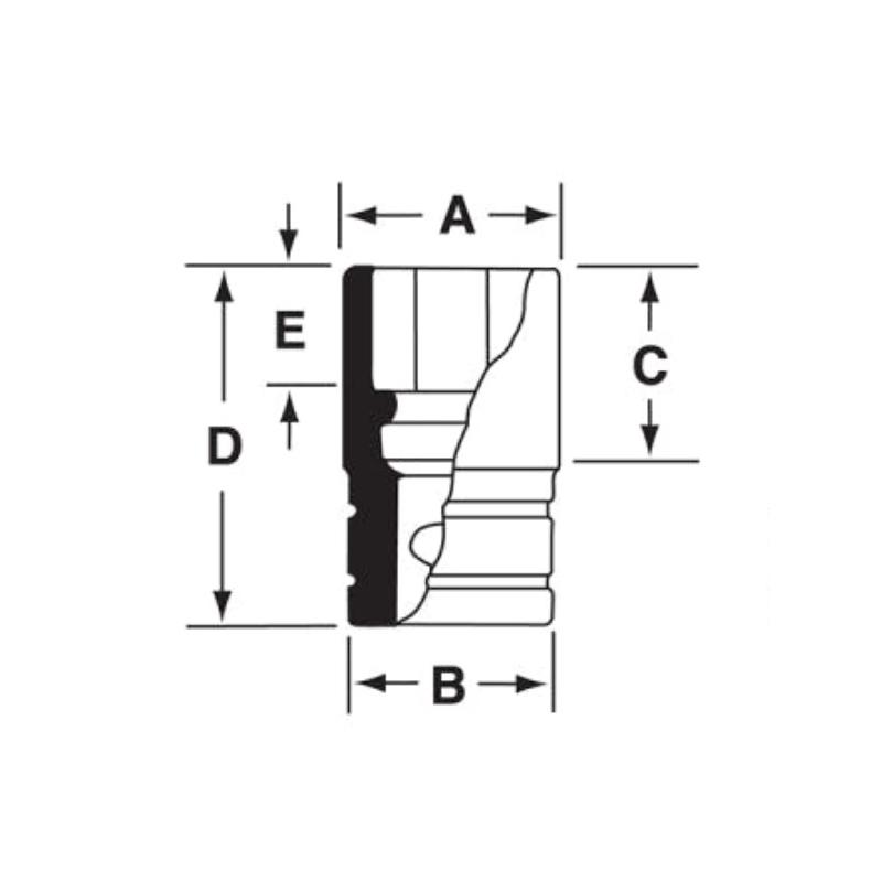 SIMD400A - Nasadka udarowa 1/2" 12-kątna, długa, calowa, 1'1/4"